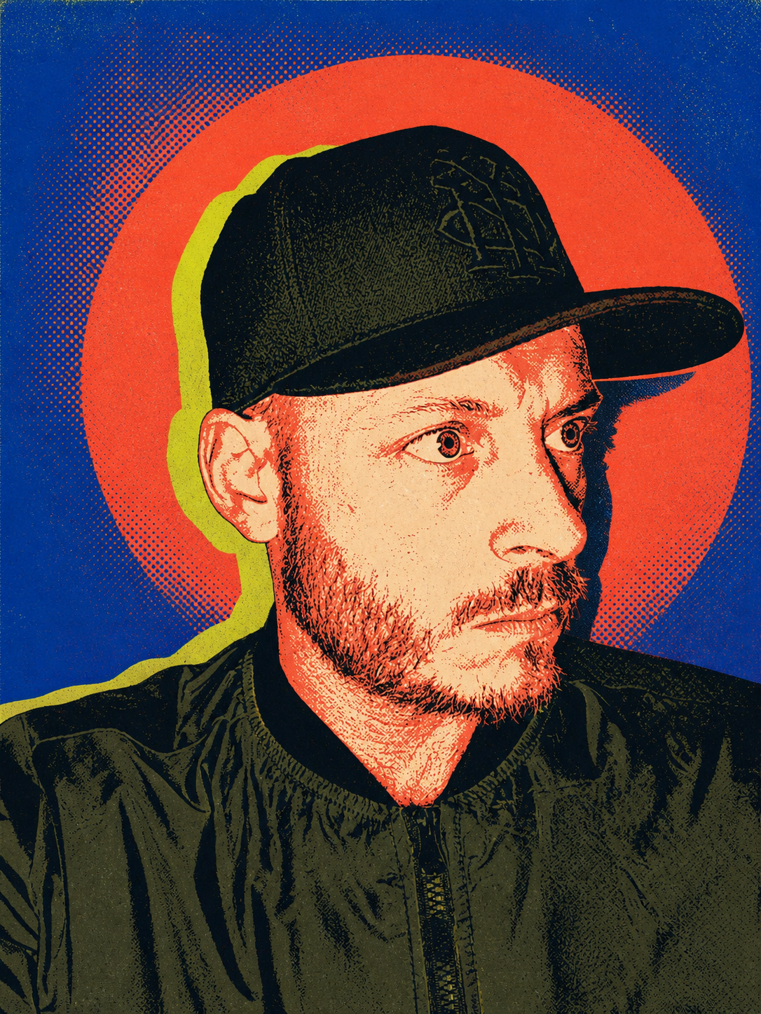 Blue and orange illustrated Telboy portrait